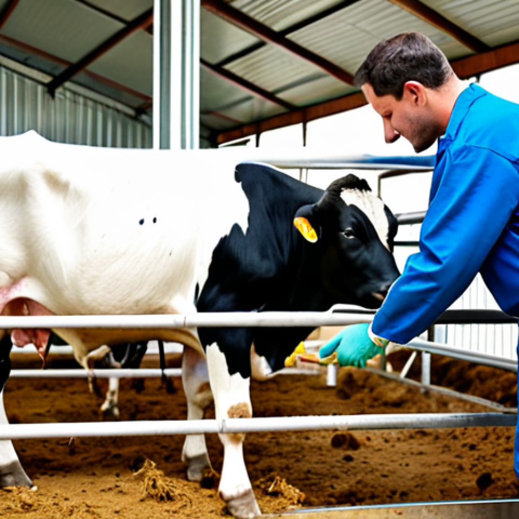축산업 동물 번식 관리법 - Modern Dairy Farm Reproduction Management**
"A professional veterinarian carefully performing artif...
