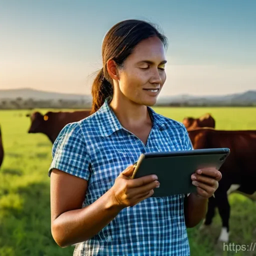축산업 실무와 학문 연계성 - **Prompt:** A vibrant, high-resolution image capturing a modern Brazilian cattle farm at golden hour...