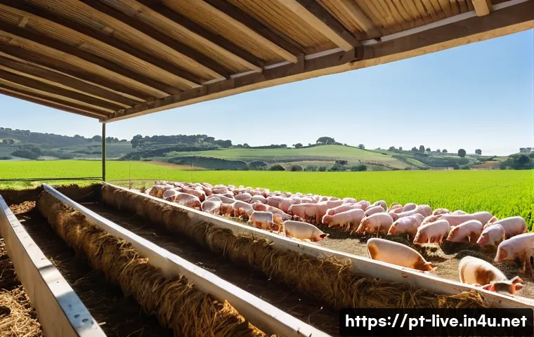 축산업 관련 법규 및 규정 - **A Vibrant, Ethical Livestock Farm in Portugal:** A bright, high-angle shot showcasing a modern and...